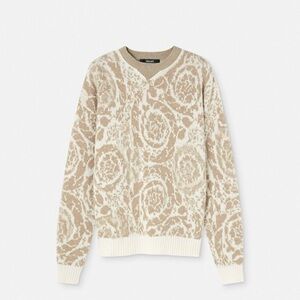 Versace Beige and Cream V-Neck Sweater